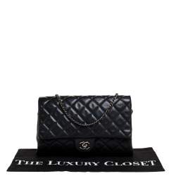 Pre Owned Chanel Anthrx Grey Caviar Quilted Leather Chain Flap Bag