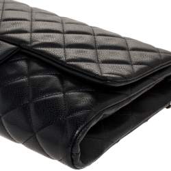 Pre Owned Chanel Anthrx Grey Caviar Quilted Leather Chain Flap Bag