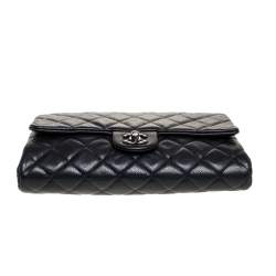 Pre Owned Chanel Anthrx Grey Caviar Quilted Leather Chain Flap Bag