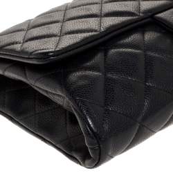 Pre Owned Chanel Anthrx Grey Caviar Quilted Leather Chain Flap Bag