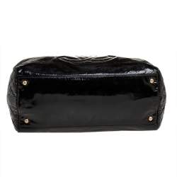 Pre Owned Chanel Black Patent Leather CC Chain Hobo Bag