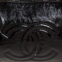 Pre Owned Chanel Black Patent Leather CC Chain Hobo Bag