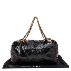 Pre Owned Chanel Black Patent Leather CC Chain Hobo Bag