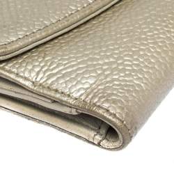 مملوكة مسبقًا Chanel Metallic Caviar Leather CC Flap French Wallet