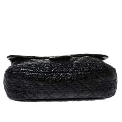 Pre Owned Chanel Black Camellia Embossed Patent Leather Jumbo Classic Single Flap Bag