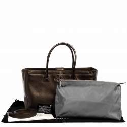 Pre Owned Chanel Metallic Brown Leather XL Cerf Executive Shopper Tote
