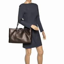 Pre Owned Chanel Metallic Brown Leather XL Cerf Executive Shopper Tote