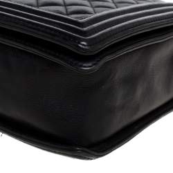 Pre Owned Chanel Black Quilted Leather Large Boy Flap Bag