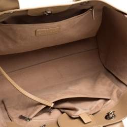 Pre Owned Chanel Beige Leather Large Studded Logo Deauville Tote 