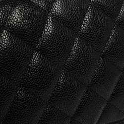 Pre Owned Chanel Black Quilted Caviar Leather Jumbo Classic Single Flap Bag