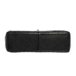 Pre Owned Chanel Black Quilted Caviar Leather Jumbo Classic Single Flap Bag