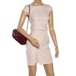 Pre Owned Chanel Burgundy Leather and Fabric Scales Flap Bag