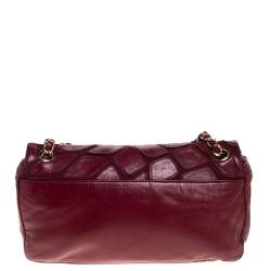 Pre Owned Chanel Burgundy Leather and Fabric Scales Flap Bag