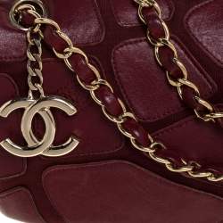 Pre Owned Chanel Burgundy Leather and Fabric Scales Flap Bag