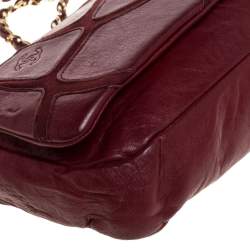 Pre Owned Chanel Burgundy Leather and Fabric Scales Flap Bag