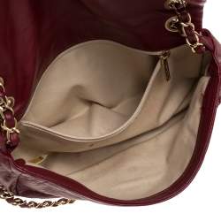 Pre Owned Chanel Burgundy Leather and Fabric Scales Flap Bag