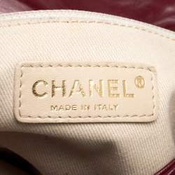 Pre Owned Chanel Burgundy Leather and Fabric Scales Flap Bag