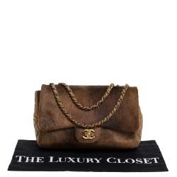 مملوكة مسبقًا حقيبة شانيل قلاب واحد شعر عجل و جلد مبطن بني