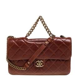 مملوكة مسبقًا Chanel Brown Aged Leather Large Perfect Edge Flap Bag