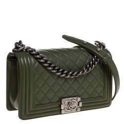 Pre Owned حقيبة شانيل بوي جلد كريمي مبطن متوسطة