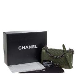 Pre Owned حقيبة شانيل بوي جلد كريمي مبطن متوسطة