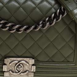 Pre Owned حقيبة شانيل بوي جلد كريمي مبطن متوسطة