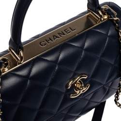 Chanel Navy Blue Quilted Leather Small Trendy CC Flap Shoulder Bag