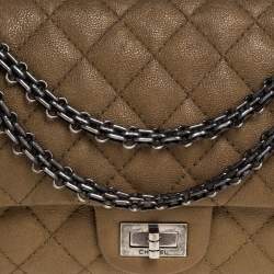 Chanel Metallic Gold Quilted Caviar Leather Reissue 2.55 Classic 225 Flap Bag