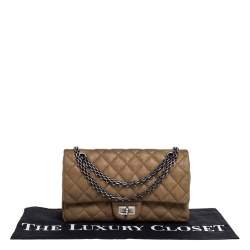 Chanel Metallic Gold Quilted Caviar Leather Reissue 2.55 Classic 225 Flap Bag