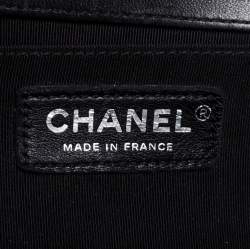 Pre Owned Chanel Black Pleated Leather Medium Boy Flap Bag
