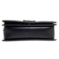 Pre Owned Chanel Black Pleated Leather Medium Boy Flap Bag