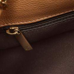 Pre Owned Chanel Beige/Brown Lambskin Leather Chain Shoulder Bag