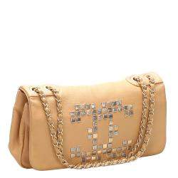 Pre Owned Chanel Beige/Brown Lambskin Leather Chain Shoulder Bag