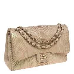 Chanel Shimmer Beige Python Jumbo Classic Double Flap Bag Chanel | The ...