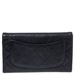 Pre Owned Chanel Black Quilted Leather Reissue Trifold Wallet