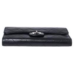 Pre Owned Chanel Black Quilted Leather Reissue Trifold Wallet