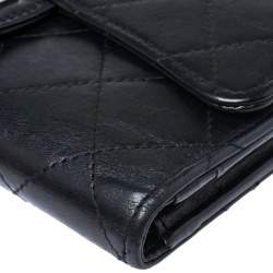 Pre Owned Chanel Black Quilted Leather Reissue Trifold Wallet
