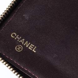 Pre Owned محفظة مفكرة شانيل سحاب ملتف جلد كافيار مبطن أسود