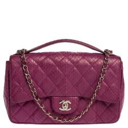 Chanel Purple Python CC Flap Top Handle Bag Chanel