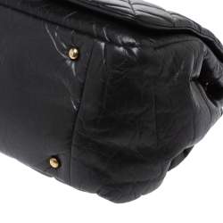 Pre Owned Chanel Black Quilted Aged Leather Pondicherry Flap Bag