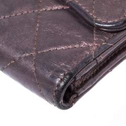 Pre Owned Chanel Metallic Bronze Quilted Leather Reissue Trifold Wallet
