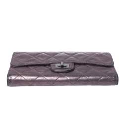 Pre Owned Chanel Metallic Bronze Quilted Leather Reissue Trifold Wallet
