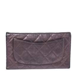 Pre Owned Chanel Metallic Bronze Quilted Leather Reissue Trifold Wallet