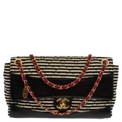 Chanel Bicolor CC Coco Sailor Jersey Flap Jumbo Bag – The Closet