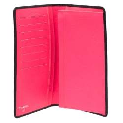 Pre Owned محفظة شانيل كامبون لايغن طية مزدوجة جلد سوداء