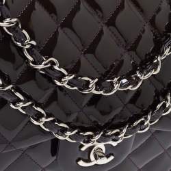 مملوكة مسبقًا Chanel Purple Quilted Patent Leather Jumbo Classic Single Flap Bag