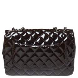 مملوكة مسبقًا Chanel Purple Quilted Patent Leather Jumbo Classic Single Flap Bag
