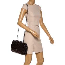 مملوكة مسبقًا Chanel Purple Quilted Patent Leather Jumbo Classic Single Flap Bag