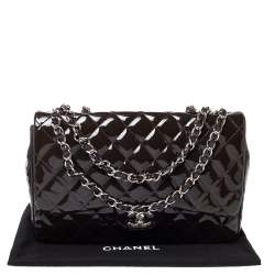 مملوكة مسبقًا Chanel Purple Quilted Patent Leather Jumbo Classic Single Flap Bag