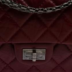 Pre Owned Chanel Red Quilted Leather Reissue 2.55 Classic 226 Flap Bag